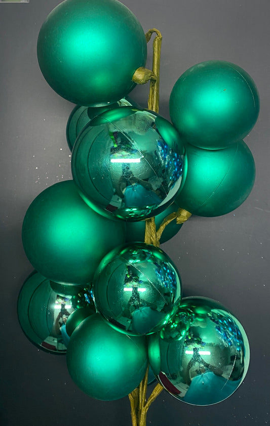 30" Teal Matte Shiny Ball Orn Spray 2-3"