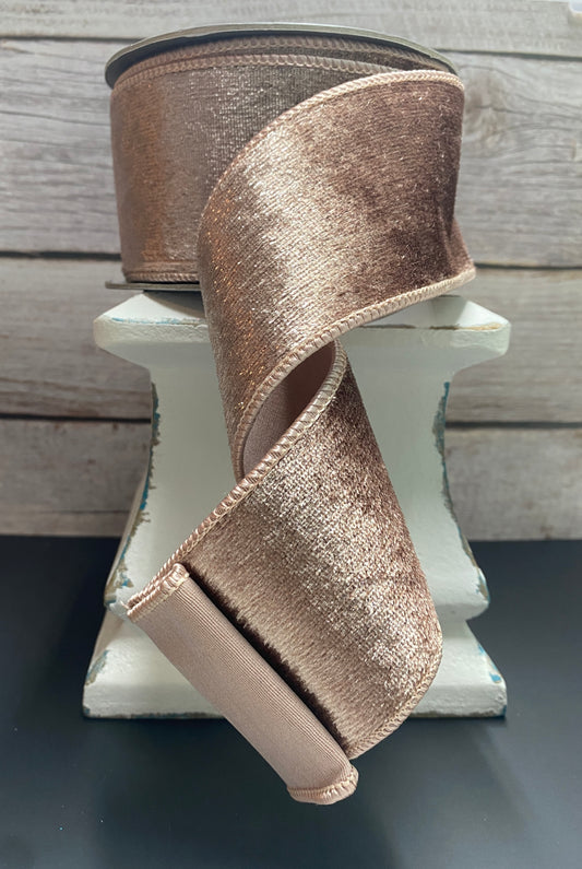 2.5” x 10yards Velvet plush rose sparkle deluxe