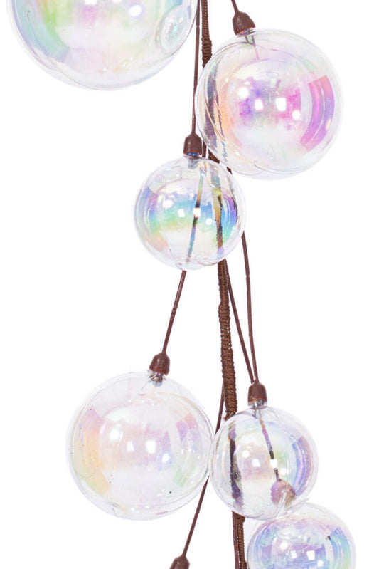 10' Clear Iridescent Branch Ball Wire Garland, 10' long and hook for easy hanging.