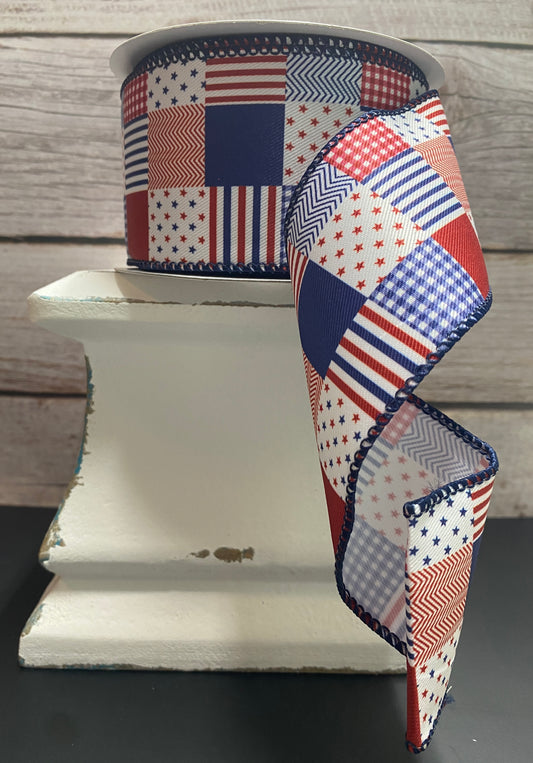 2.5” x 10yards Patriotic Patchwork