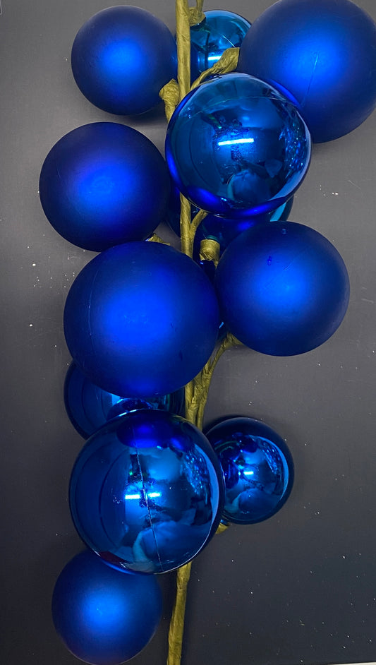 30" Blue Matte Shiny Ball Orn Spray 2-3”