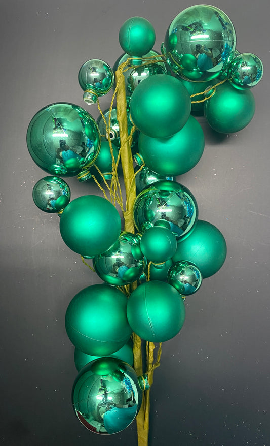 30" Teal Matte Shiny Ball Orn Spray 1-2"
